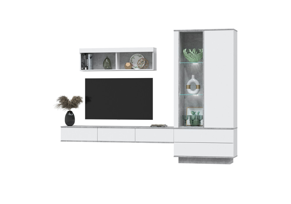 Гостиная Quartz 10 (Белый платинум / Бетон)  фабрика Интерлиния  