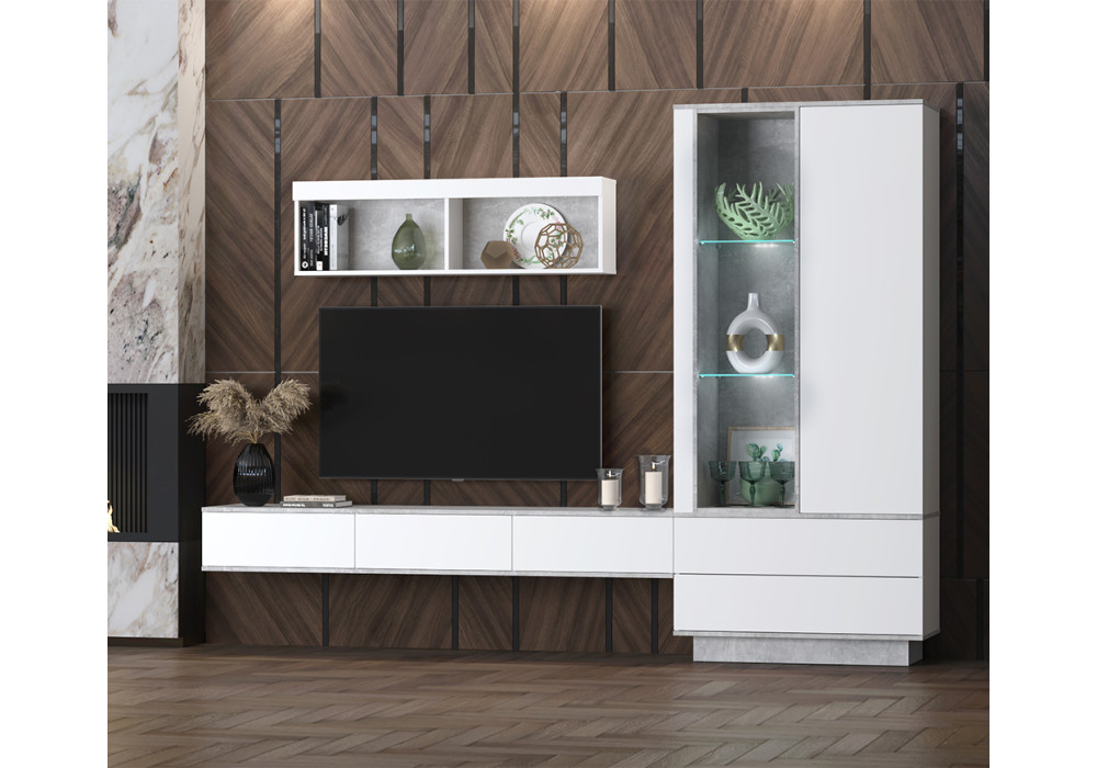 Гостиная Quartz 10 (Белый платинум / Бетон)  фабрика Интерлиния  