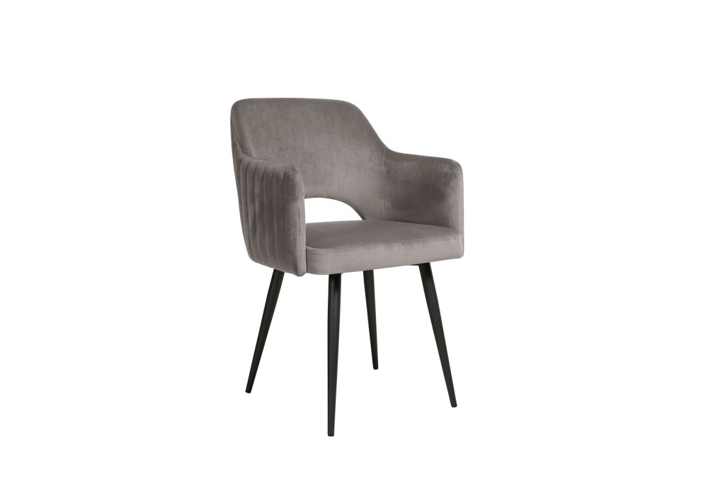 Стул "БЕРТА" (ВЕЛЮР ТЕНЕРИФЕ СТОУН/ ЦВЕТ (МЕТАЛЛ): ЧЕРНЫЙ) Олмеко