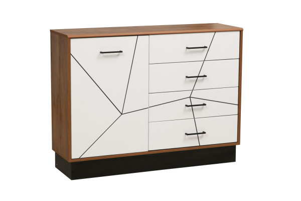 Комод 54.08 Гамма  (ш.1200) (таксония / черный / ПВХ белый) Фабрика Олмеко