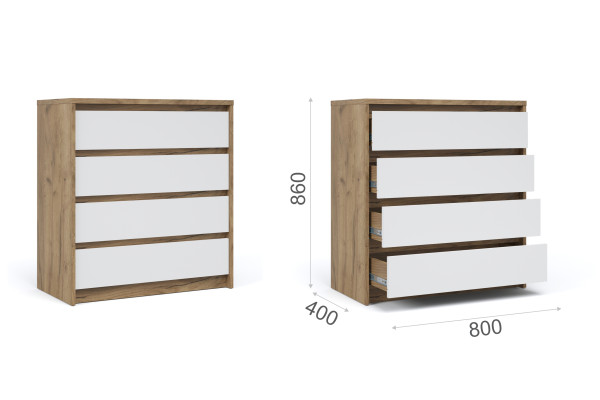 Комод Мишель 4ящ (Крафт золотой/белый жемчуг) фабрика Империал 