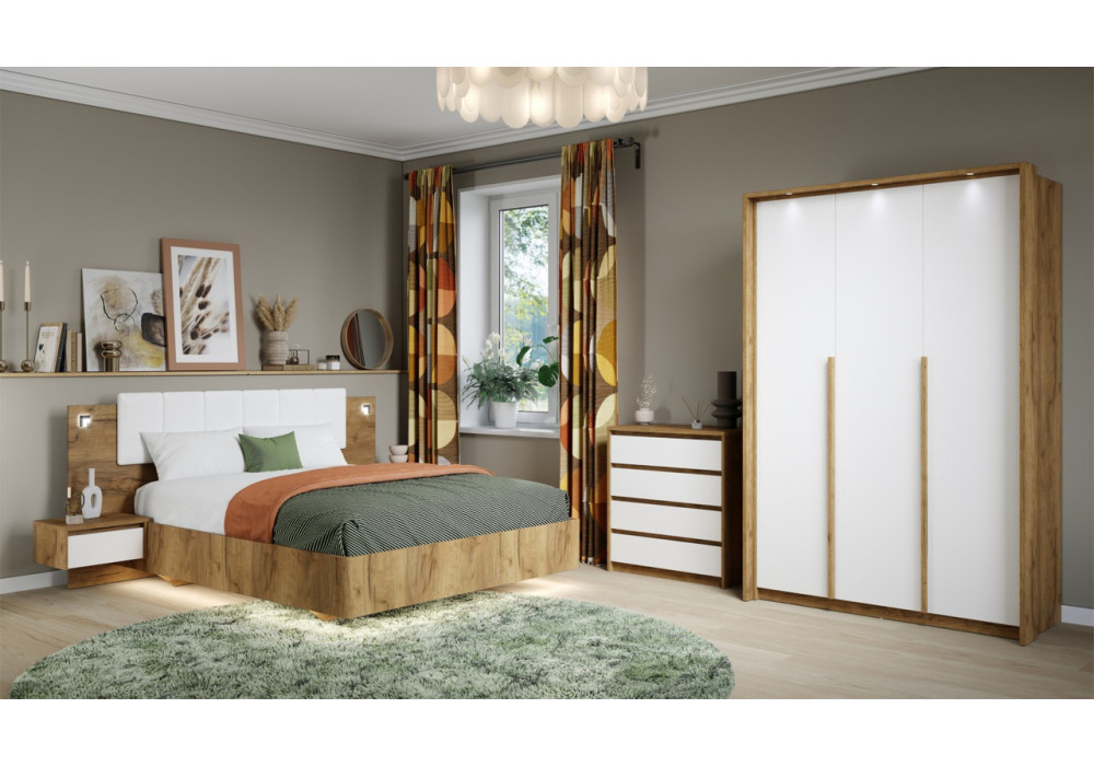 Прикроватная тумба  Мишель  (Крафт золотой/белый жемчуг)  фабрика Империал 