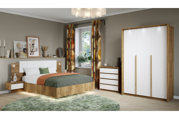 Модульная спальня Мишель   (Крафт золотой/белый жемчуг )  фабрика Империал 