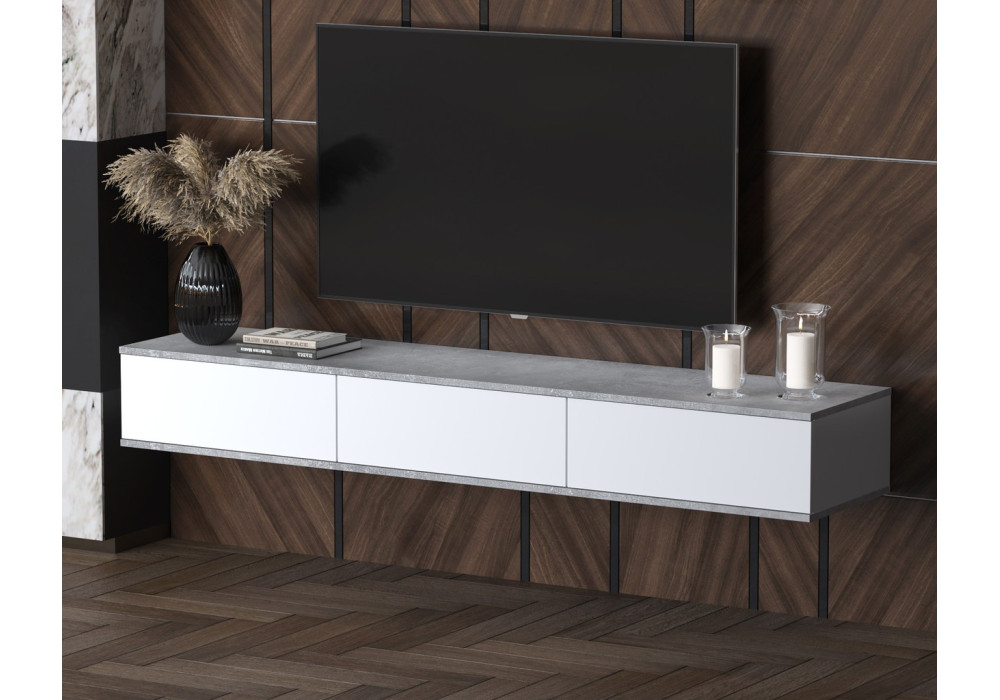 Тумба подвесная (ТВ) Quartz QZ-Т3Ш (Белый платинум / Бетон)  фабрика Интерлиния  