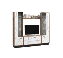 Модульная гостиная Гамма (таксония/черный/ПВХ белый)  фабрика Олмеко Вар.5