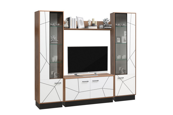 Модульная гостиная Гамма (таксония/черный/ПВХ белый)  фабрика Олмеко Вар.5