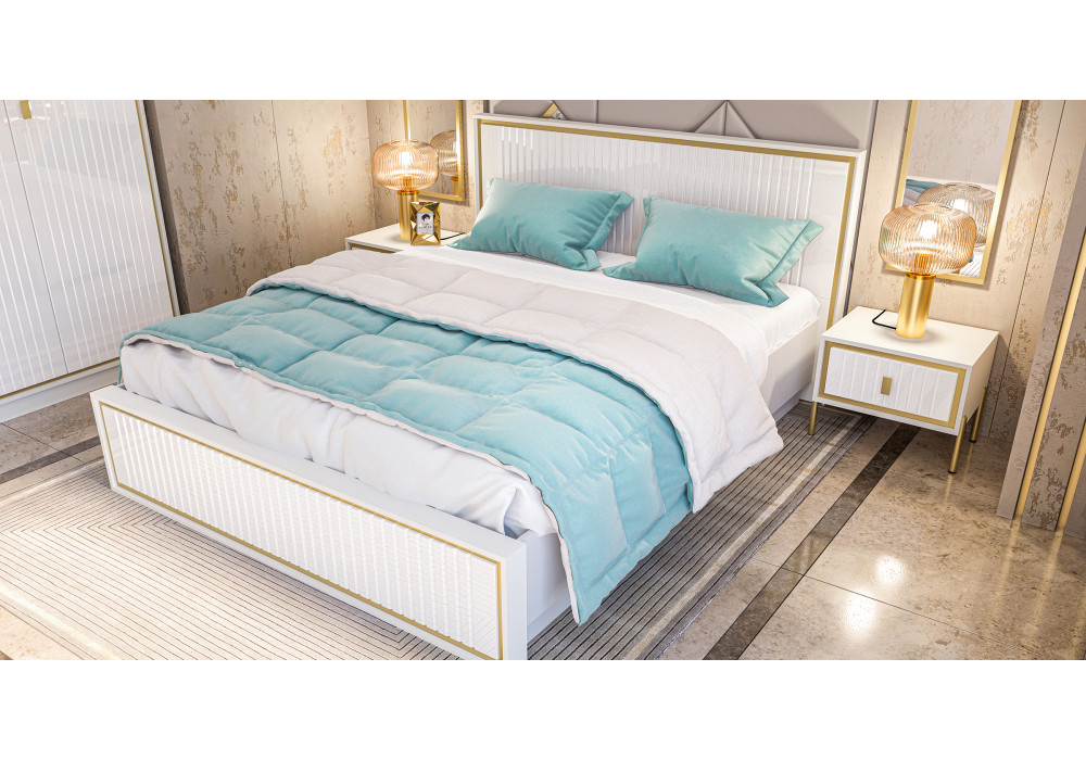 Кровать МН-042-18-180 МС ЛЮКСОР (Белый глянец/белый) Мебель-Неман