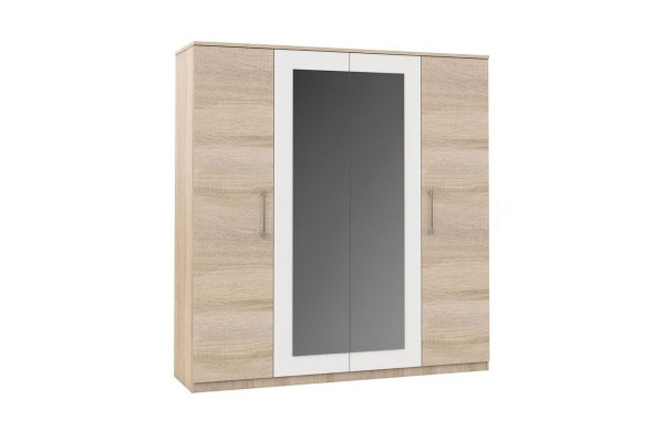 Шкаф 4-х дверный Аврора  (Дуб сонома/белый)  фабрика Империал 