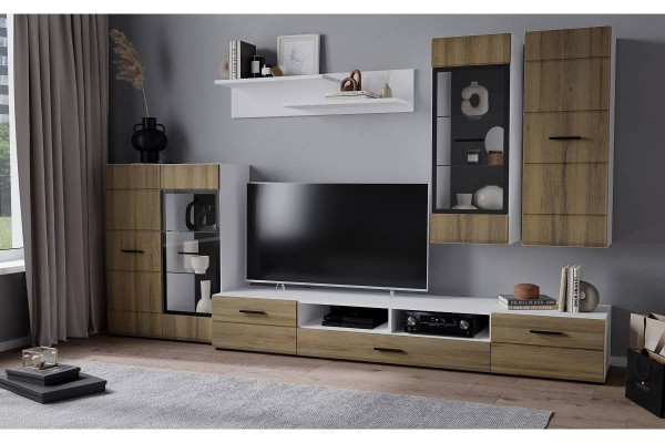 Гостиная Neo - 2  (Белый платинум/Дуб вотан)  фабрика Интерлиния  