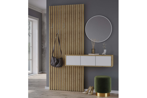 Прихожая  Lagom-2 (Белый платинум/Дуб золотой) фабрика Интерлиния