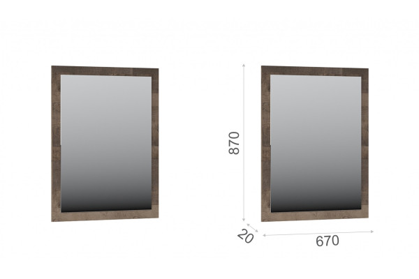 Зеркало навесное Стокгольм (Дуб гранж песочный/железный камень) фабрика Империал 