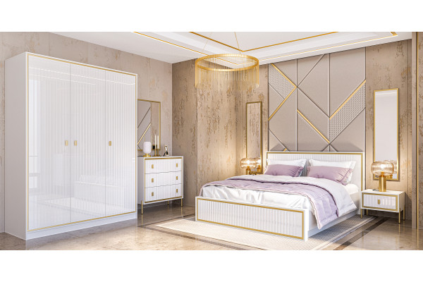Спальня МС ЛЮКСОР (Белый глянец/белый) Мебель-Неман