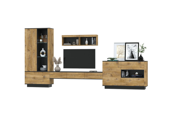 Гостиная Quartz 8 (Дуб нокс/Черный)  фабрика Интерлиния  