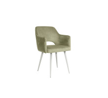 Стул "БЕРТА" (ВЕЛЮР ТЕНЕРИФЕ НЕФРИТ/ЦВЕТ (МЕТАЛЛ) БЕЛЫЙ) Олмеко