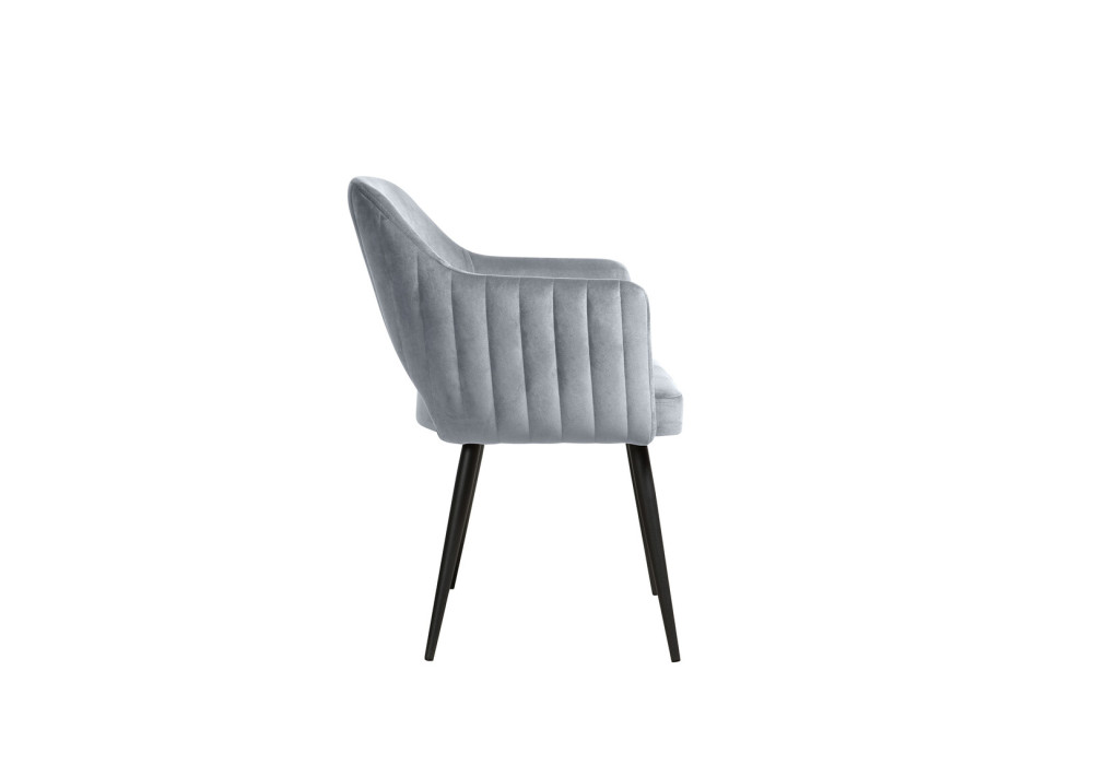 Стул "БЕРТА" (ВЕЛЮР ТЕНЕРИФЕ ГРЕЙ/ ЦВЕТ (МЕТАЛЛ): ЧЕРНЫЙ) Олмеко