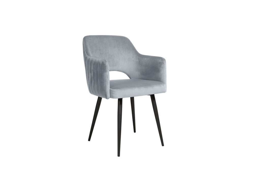Стул "БЕРТА" (ВЕЛЮР ТЕНЕРИФЕ ГРЕЙ/ ЦВЕТ (МЕТАЛЛ): ЧЕРНЫЙ) Олмеко