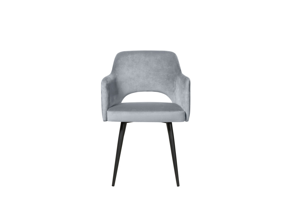 Стул "БЕРТА" (ВЕЛЮР ТЕНЕРИФЕ ГРЕЙ/ ЦВЕТ (МЕТАЛЛ): ЧЕРНЫЙ) Олмеко