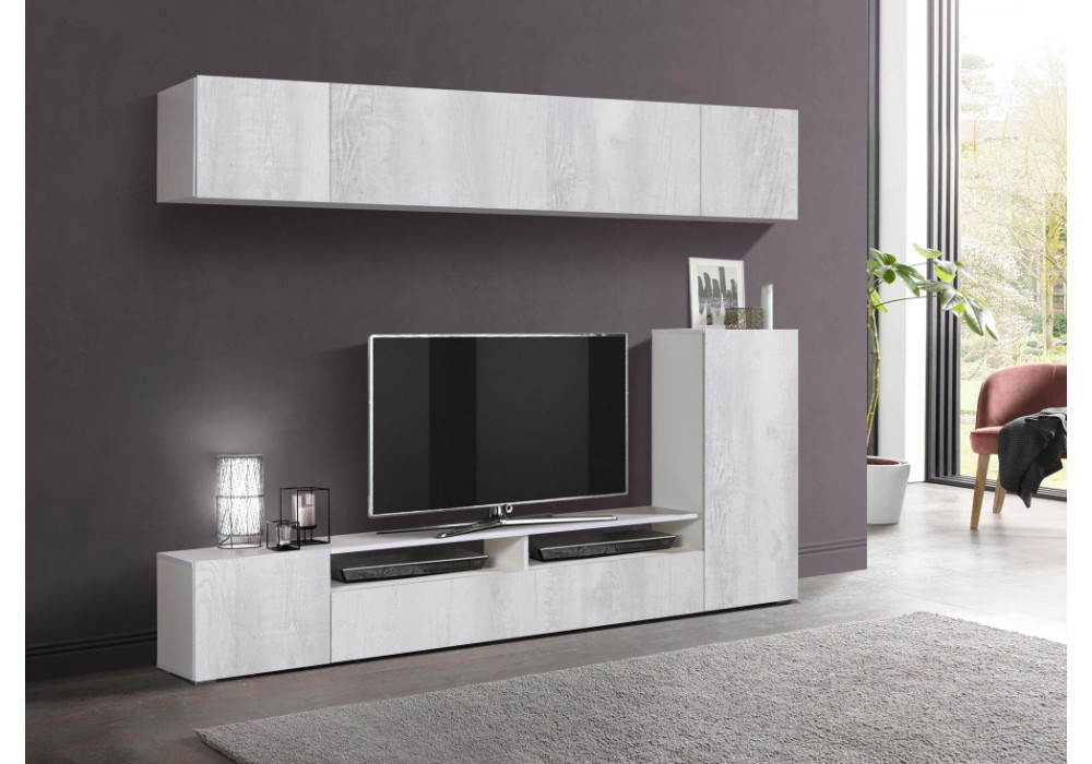 Стенка Прага-5 (белый/бетон пайн белый)  фабрика Олмеко 