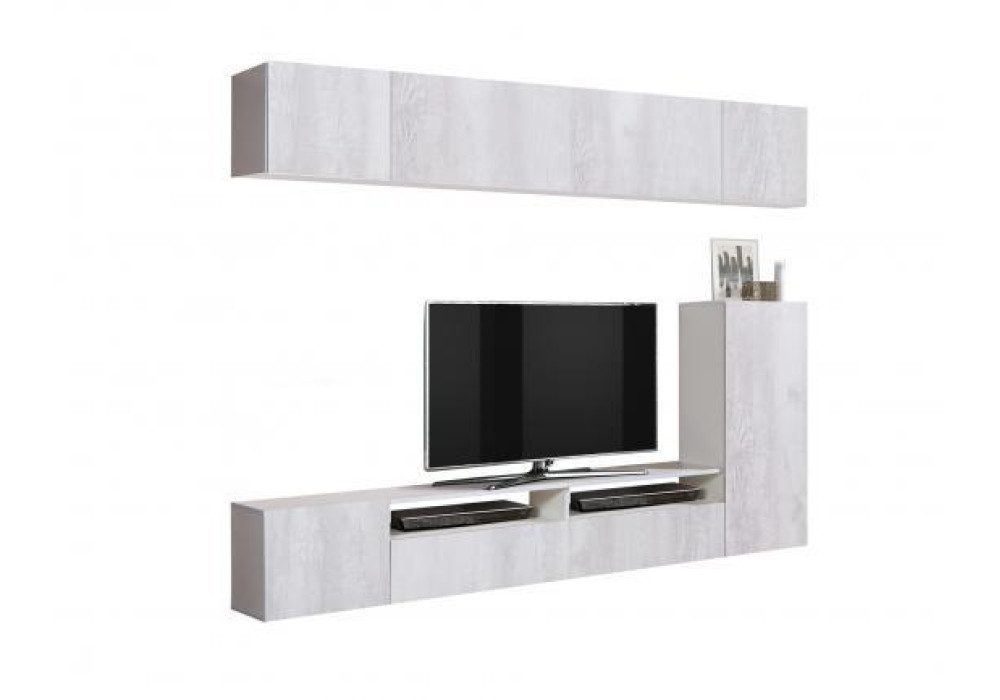 Стенка Прага-5 (белый/бетон пайн белый)  фабрика Олмеко 