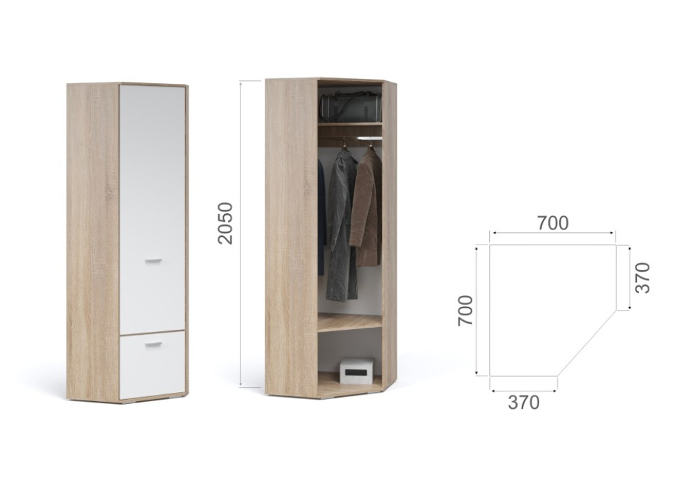 Угловой шкаф Виола  (Сонома/белый)  фабрика Империал 