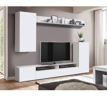 Стенка Прага 3 (белый/белый глянец снег) фабрика Олмеко 