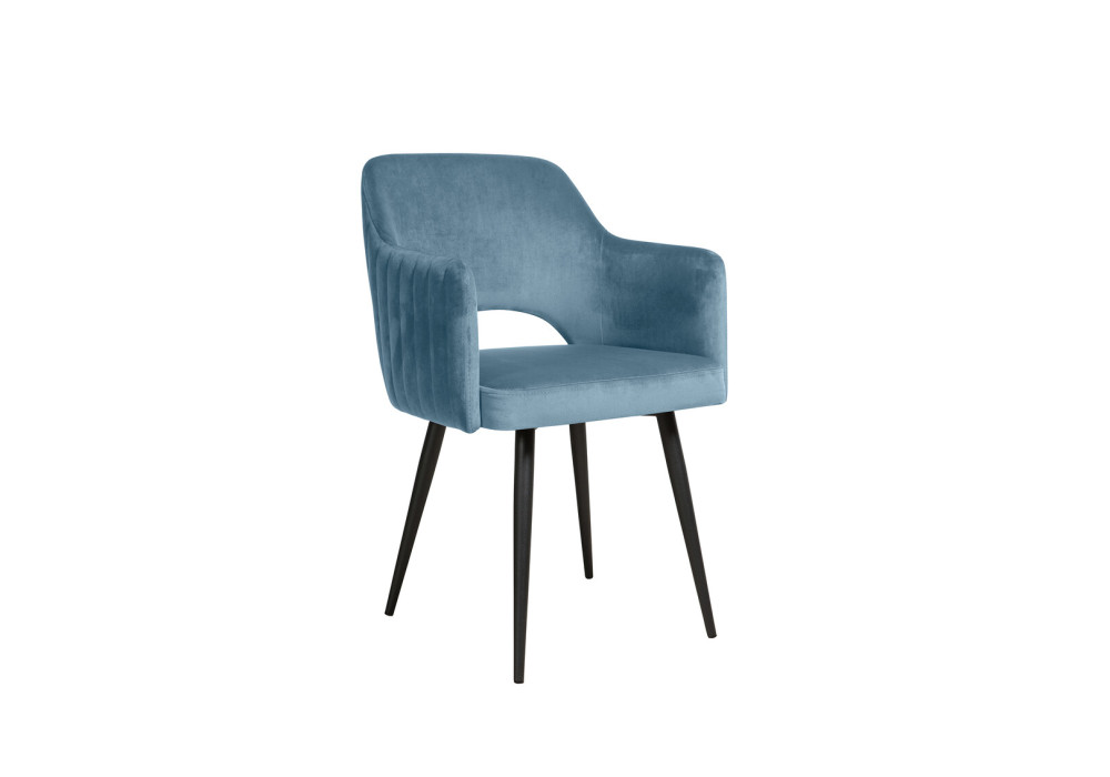 Стул "БЕРТА" (ВЕЛЮР ТЕНЕРИФЕ ДАСТИН БЛЮ/ ЦВЕТ (МЕТАЛЛ): ЧЕРНЫЙ) Олмеко