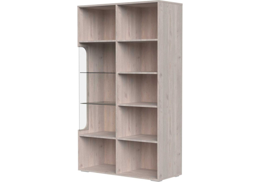 Шкаф витрина 2-дверцы Бриз (Дуб Нельсон/Дуб Ниагара,Смоки Софт)  фабрика Браво Мебель