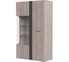 Шкаф витрина 2-дверцы Бриз (Дуб Нельсон/Дуб Ниагара,Смоки Софт)  фабрика Браво Мебель