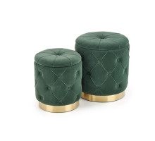 Комплект HALMAR POLLY (2 пуфа) темно-зеленый/золотой