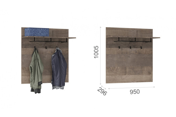 Вешалка Стокгольм (Дуб гранж песочный/железный камень) фабрика Империал 