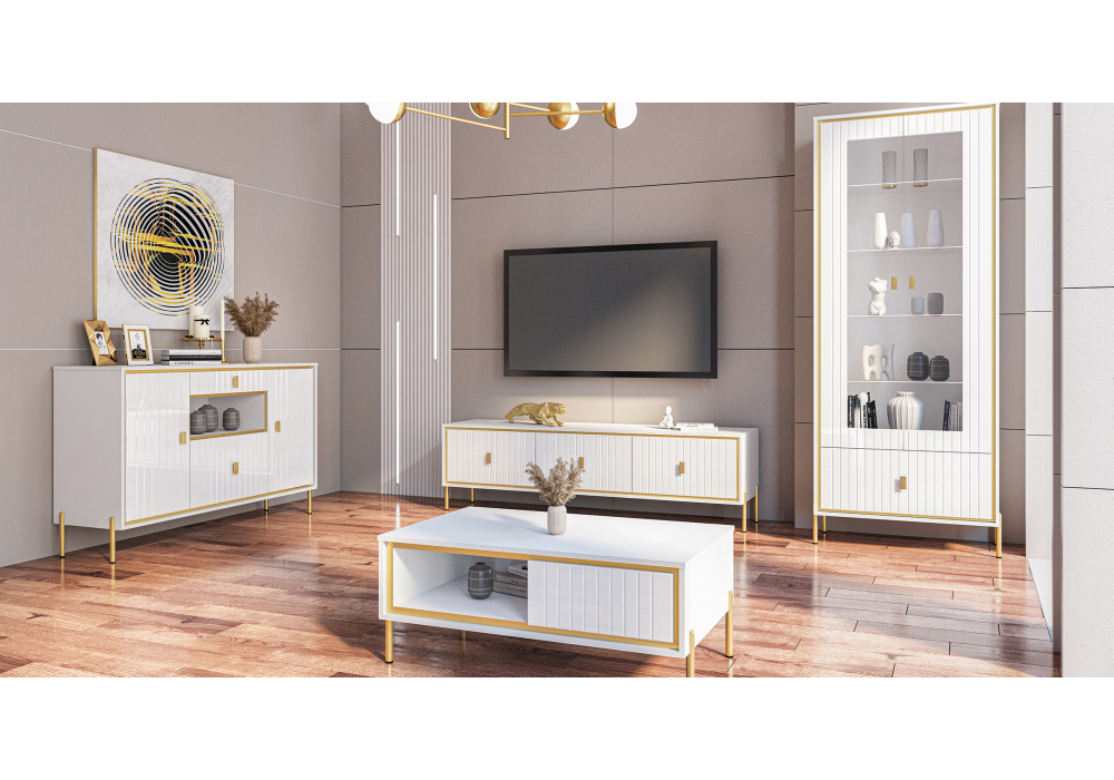 Гостиная МС ЛЮКСОР (Белый глянец/белый) Мебель-Неман