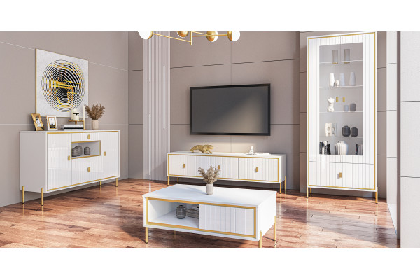 Гостиная МС ЛЮКСОР (Белый глянец/белый) Мебель-Неман