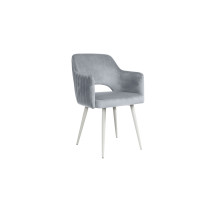 Стул "БЕРТА" (ВЕЛЮР ТЕНЕРИФЕ ГРЕЙ/ ЦВЕТ (МЕТАЛЛ): БЕЛЫЙ) Олмеко