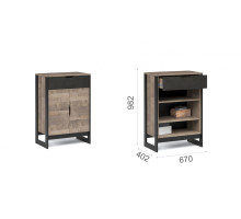 Комод Стокгольм 2д1ящ (Дуб гранж песочный/железный камень) фабрика Империал 