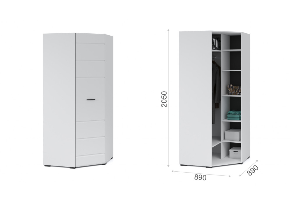 Угловой шкаф Йорк для спальни  Йорк   (белый/белый глянец)  фабрика Империал 