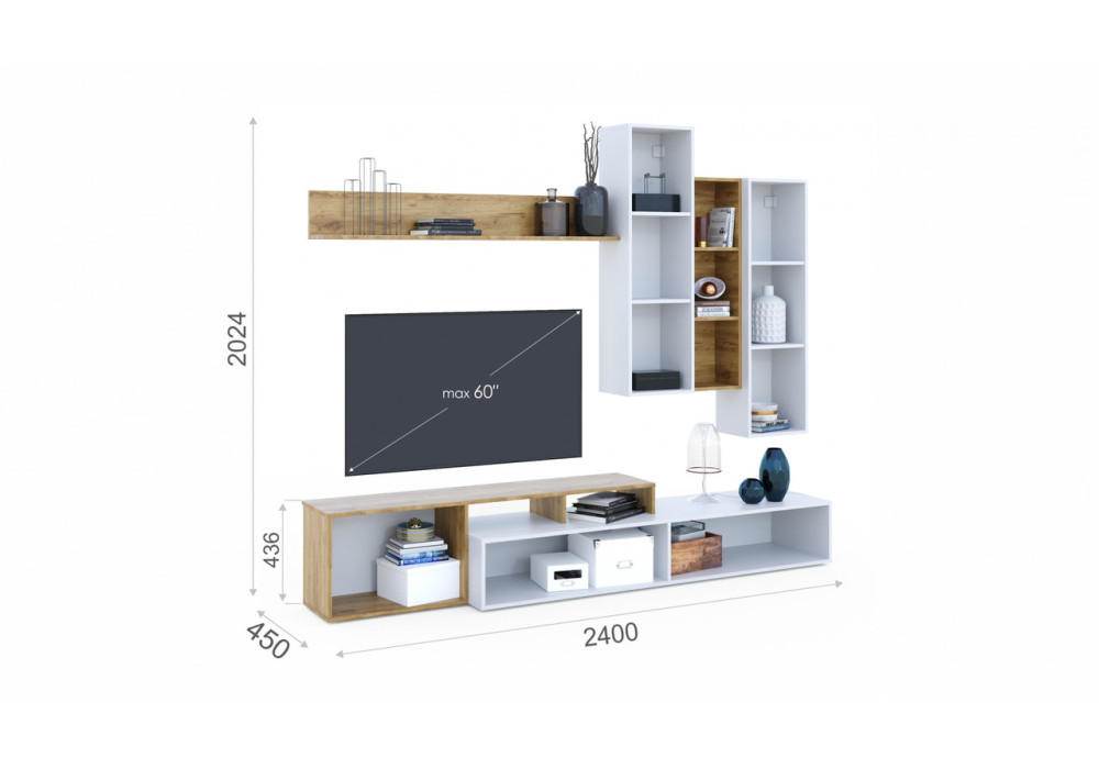 Гостиная Невио 1 (Дуб крафт золотой/белый) фабрика Империал 