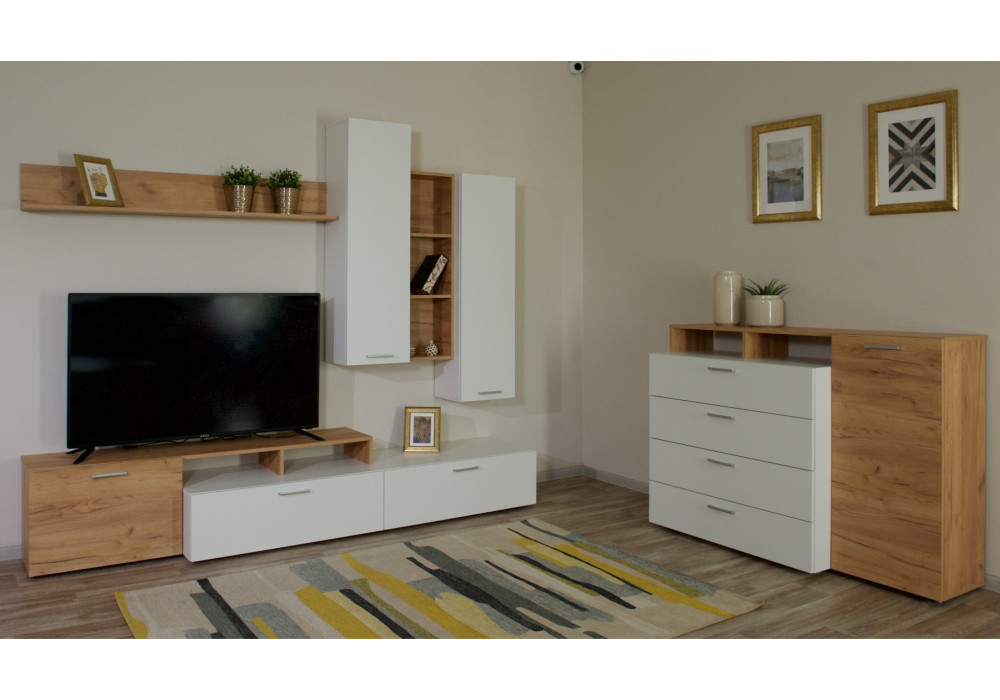 Гостиная Невио 1 (Дуб крафт золотой/белый) фабрика Империал 