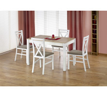 Стол обеденный HALMAR MAURYCY раскладной, дуб сонома\белый, 118-158/75/76