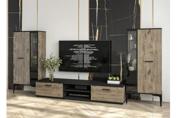 Гостиная Neo - 8 (Черный/Дуб веллингтон) фабрика Интерлиния