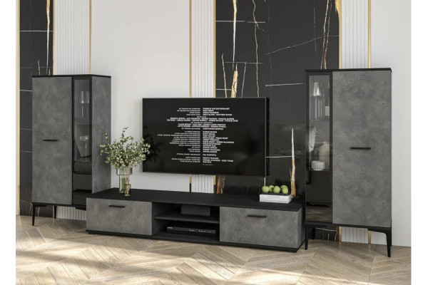 Гостиная Neo - 8 (Черный/Бетон портленд) фабрика Интерлиния