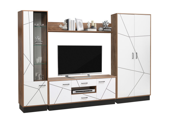 Модульная гостиная Гамма (таксония/черный/ПВХ белый)  фабрика Олмеко Вар.4