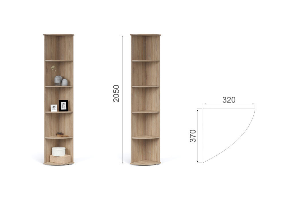 Стеллаж угловой Виола  (дуб сонома)  фабрика Империал 