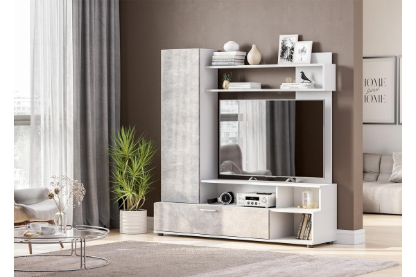 Гостиная NN-Мебель МГС 9 (белый/цемент светлый)