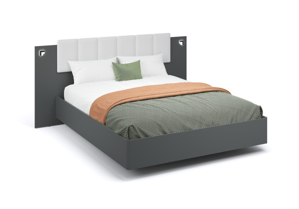 Кровать Мишель 1600 с  ортопедическим основанием (Антрацит) фабрика Империал 