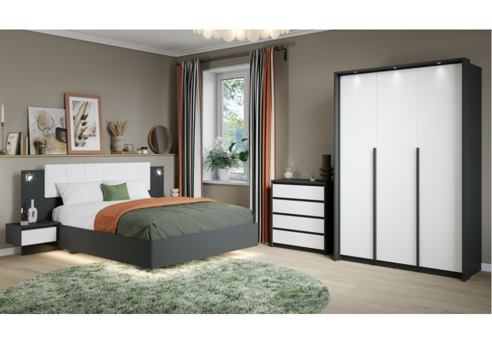 Кровать Мишель 1600 с  ортопедическим основанием (Антрацит) фабрика Империал 