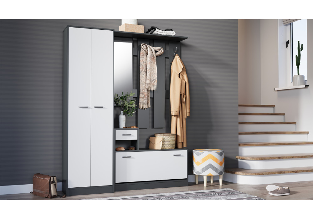  Прихожая Интер со шкафом  (Антрацит/белый)  фабрика Империал 