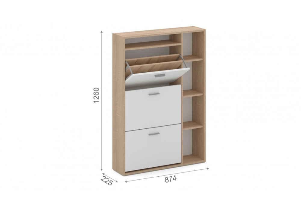  Тумба для обуви Толедо-2 (Дуб сонома/белый) фабрика Империал