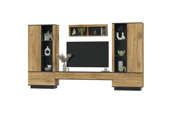 Гостиная Quartz 9 (Дуб нокс/Черный)  фабрика Интерлиния  