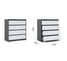 Комод Мишель 4ящ (Антрацит/белый жемчуг) фабрика Империал 