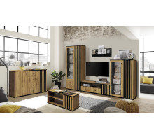 Модульная гостиная Либерти H-20 (дуб вотан/черный/профиль дуб вотан)  фабрика Олмеко 